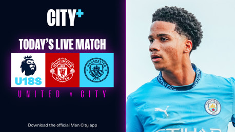 Watch City's Under-18 Premier League North clash at Manchester United live on CITY+ today