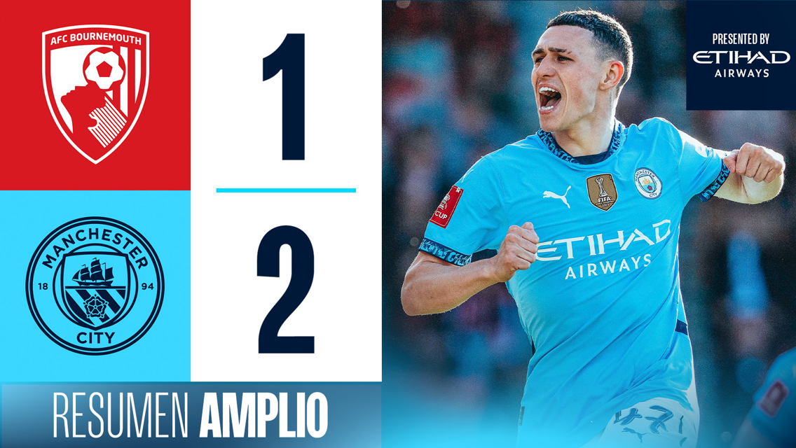 Bournemouth 1-2 City: resumen amplio