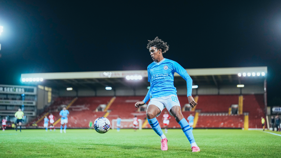 DRIVING FORCE: Emilio Lawrence powers forward for City at Oakwell