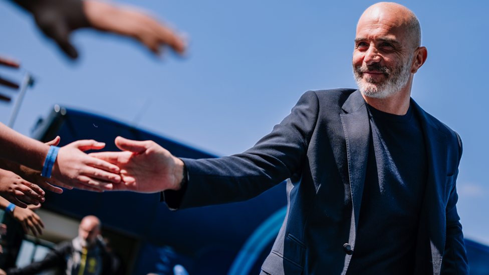 THE BOSS : Enzo Maresca arrives for his first league game in charge of City.
