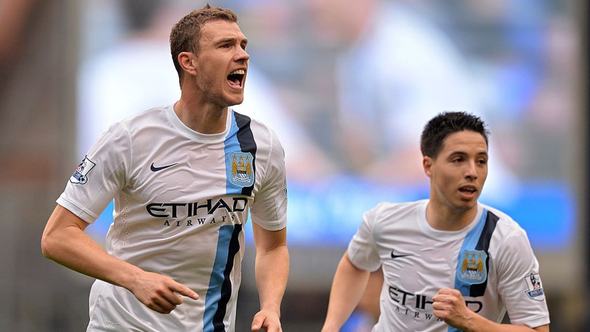 CELEBRATION TIME: For Edin Dzeko and Samir Nasri.