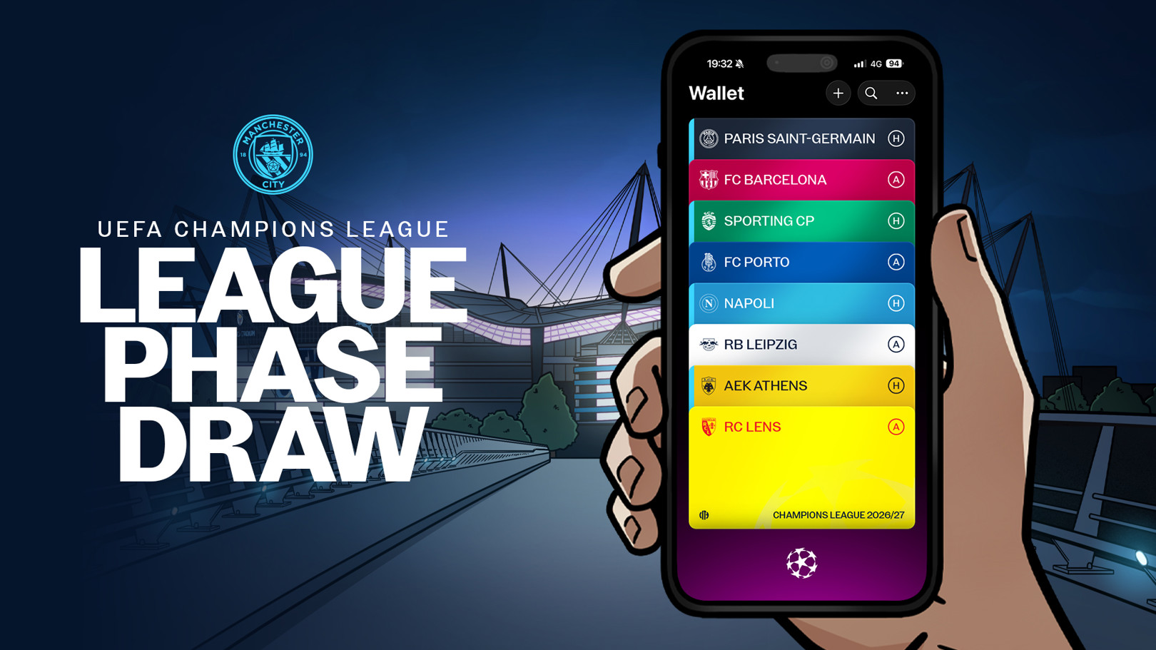City discover eight opponents in 2026/27 Champions League league phase