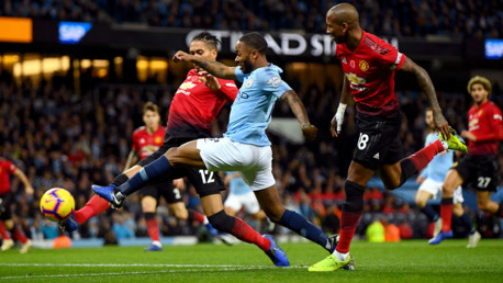 RAZZLE DAZZLE: Raheem Sterling causes panic in the United back-line
