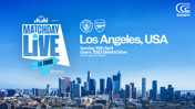 Event poster for 'Matchday Live On Tour' featuring Manchester City vs Arsenal in Los Angeles on Sunday, 19th April. Event opens at 6:30 am at Cosm, 1252 District Drive.