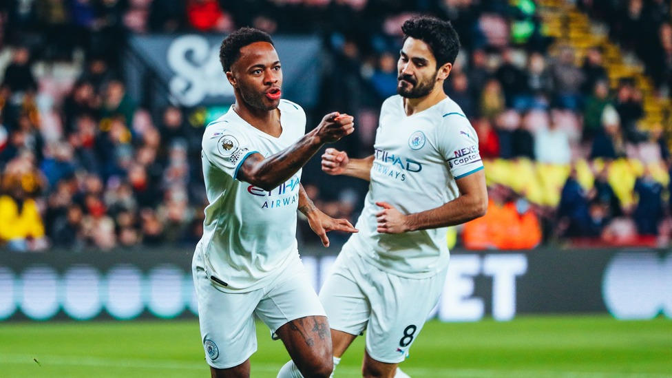 STERLING EFFORT : An 11th goal in nine matches against Watford for our England winger