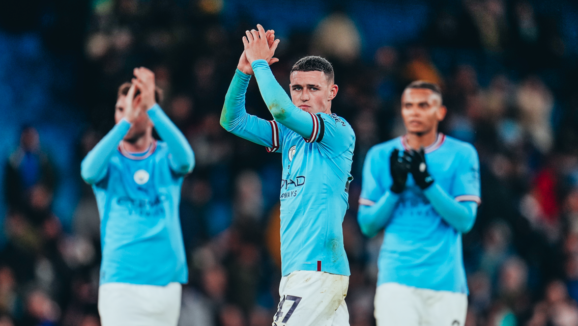 APPLAUD: Foden thanks the fans for their support.