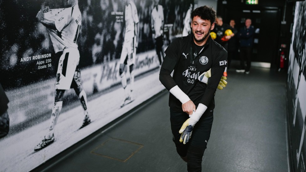 BACK TO BUSINESS: Trafford pulls the gloves back on pre-match