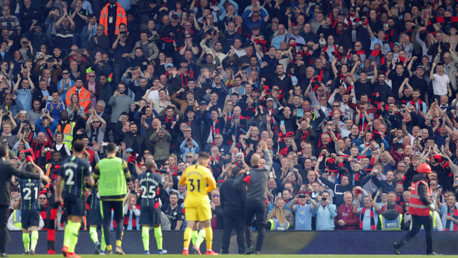 FOR BERNARD: Fans, Pep and players alike wore scarves in honour of City's much-loved Life President Bernard Halford who sadly passed away earlier this week