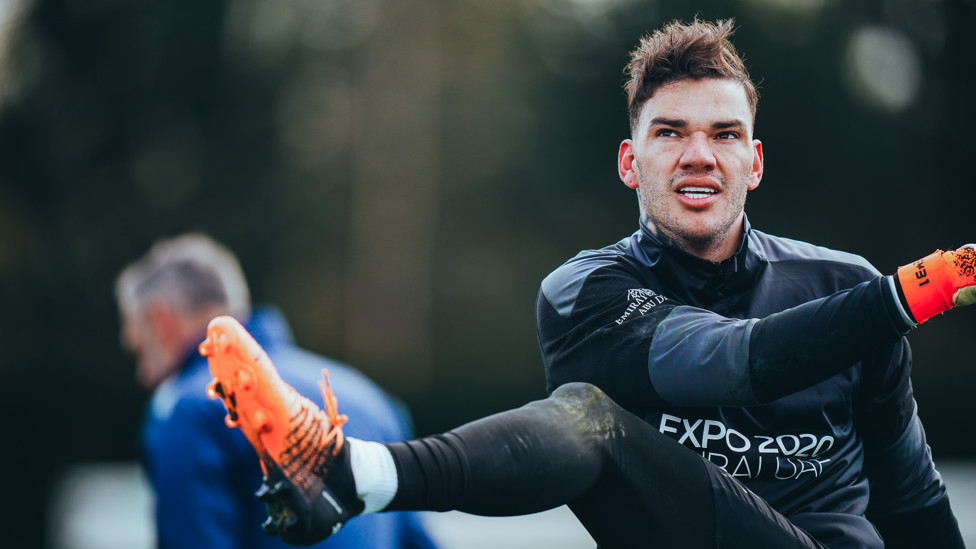 UP HIGH : Ederson puts his foot through the ball