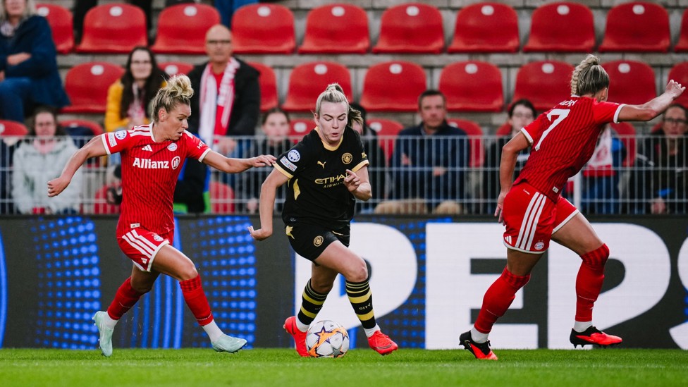 PUSHING  : Lauren Hemp helps City fight in the final third. 