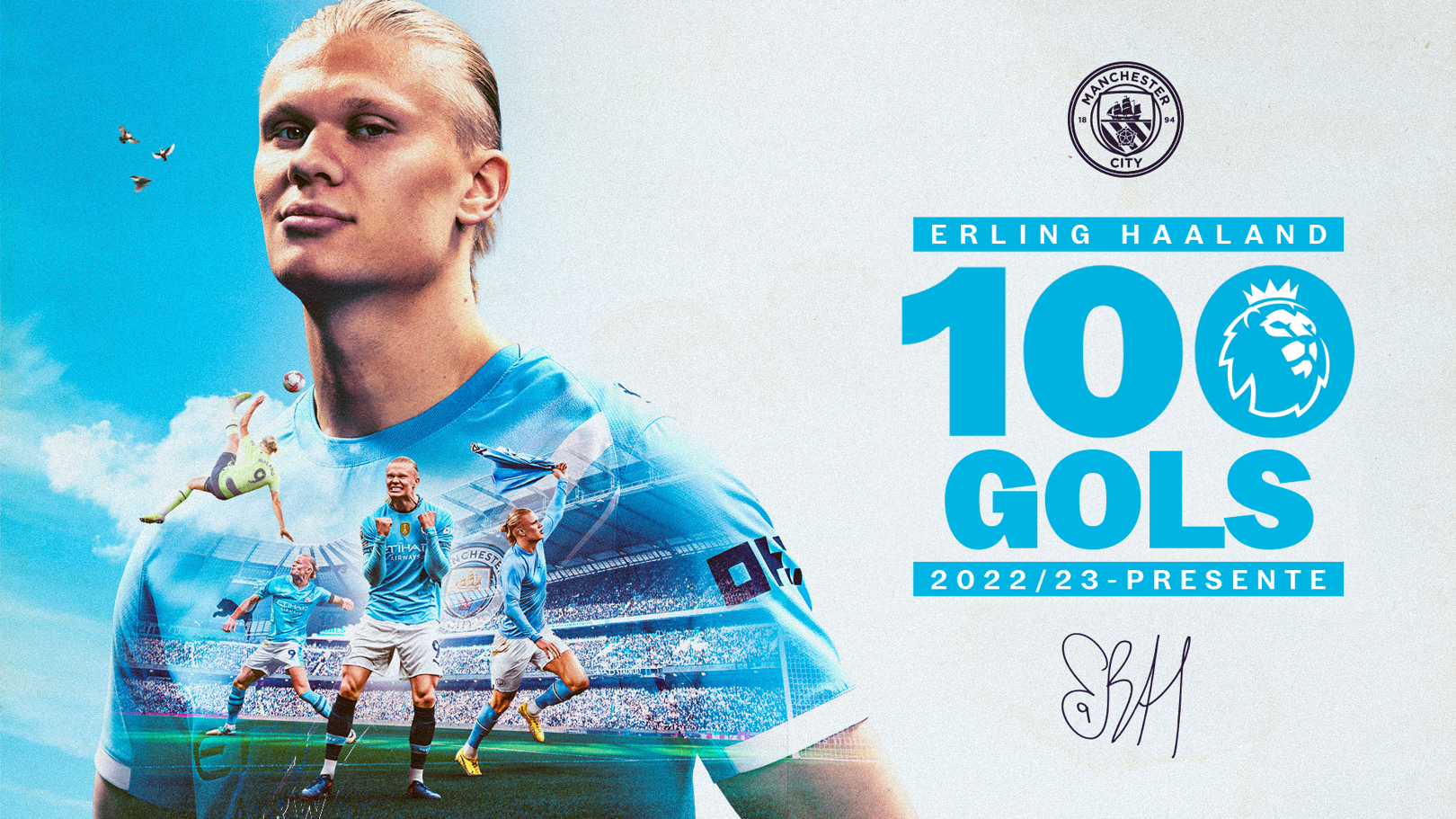 Haaland chega aos 100 gols na Premier League