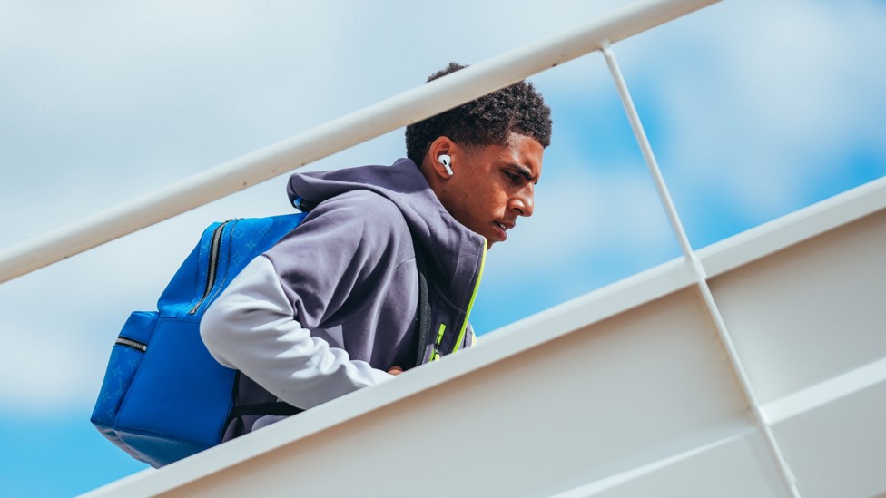 ON THE UP : Rico Lewis on the plane