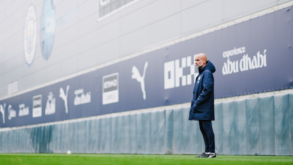 BOSSING IT : Pep Guardiola watches on