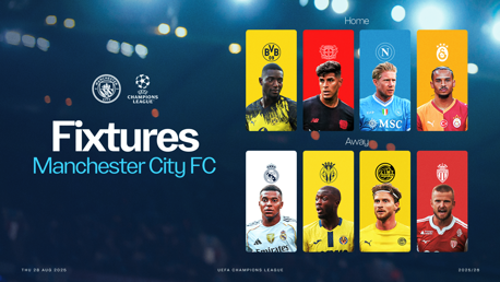 City discover eight opponents in 2025/26 Champions League league phase