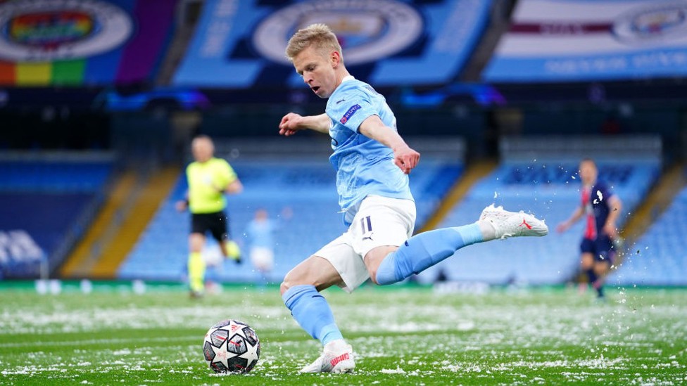 FLYING FULL BACK: Oleksandr Zinchenko whips a ball into a dangerous area