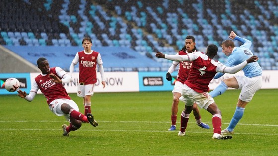 GOALBOUND: Liam Delap smashes home City's third