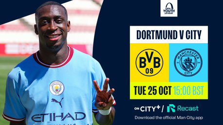 Watch Borussia Dortmund v City in the UYL live on CITY+ and Recast