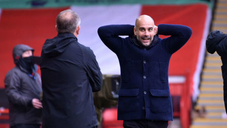 SO CLOSE: Pep Guardiola can't believe it as City almost add to our first-half lead