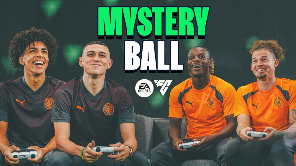 Rico Lewis and Phil Foden take on Jeremy Doku and Kalvin Phillips in FC24's Mystery Ball