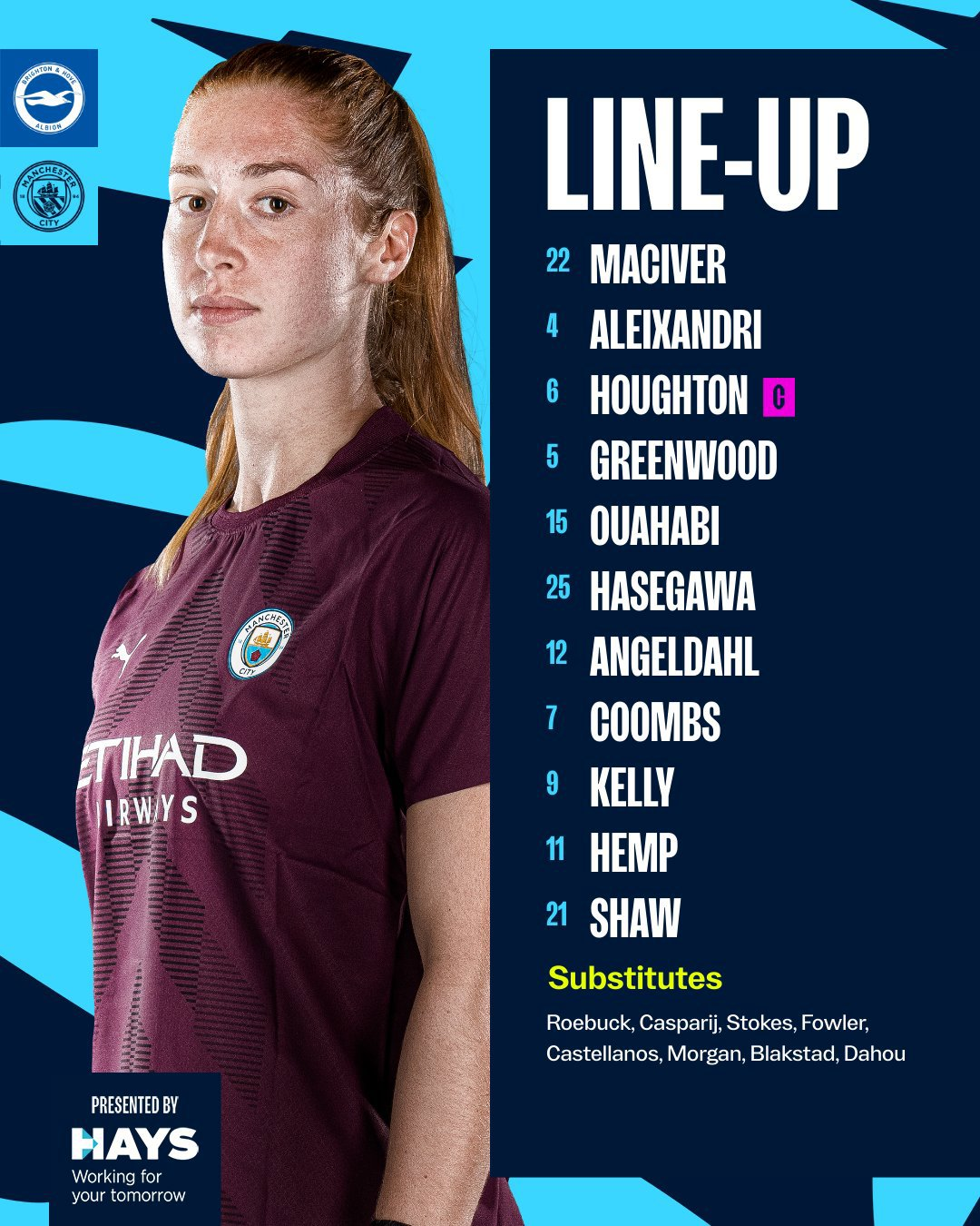 LINE-UP : Our team to face Brighton.
