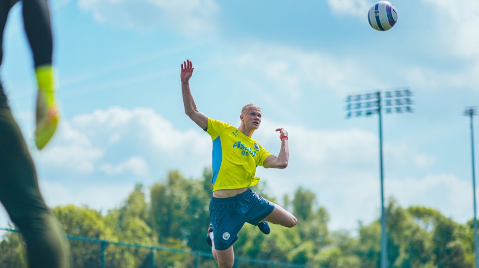HIGH FLYER: A magnificent sight - Erling in full flight!