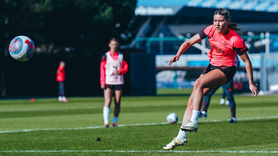 POWERFUL PRITCHARD : Poppy Pritchard fires a strike towards goal. 