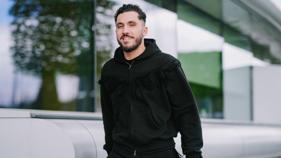 REPORTING FOR DUTY : Rayan Cherki arrives at the CFA. 