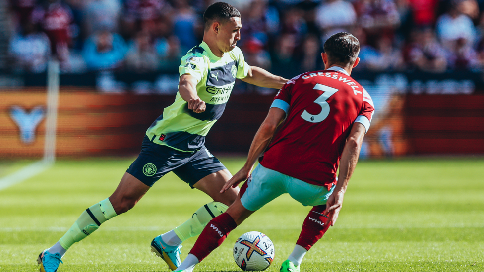 PHIL-ING IT : Foden gets on the ball early on.