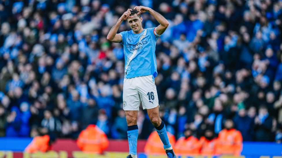 RODRI ROCKET : Our skipper celebrates doubling our lead.