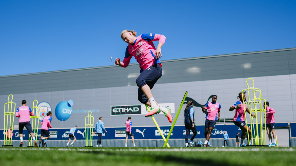 UP IN THE SKY  : Erling Haaland springs.