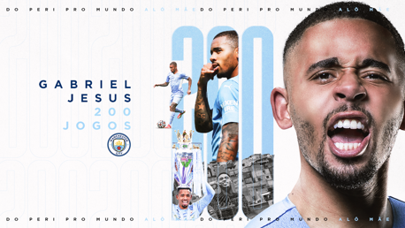 Gabriel Jesus completa 200 jogos pelo City