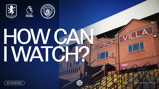 Graphic displaying Aston Villa vs Manchester City match information with kickoff time at 12:30 UK on Saturday, 24th October 2026, and question 'How Can I Watch?'