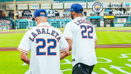 Zabaleta and Lescott throw first pitch at the Houston Astros!