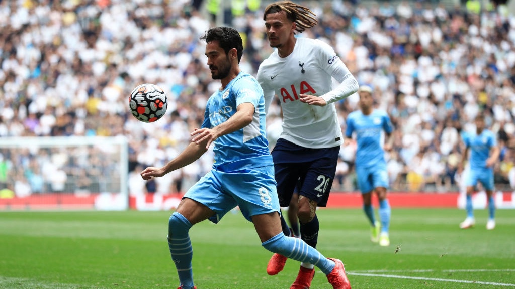 
                        ACTION STATIONS: Ilkay Gundogan takes the fight to Spurs
                