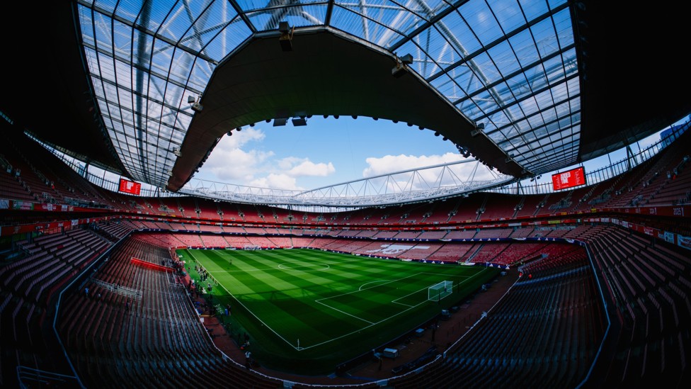THE STAGE IS SET: Emirates Stadium basking in the sun ahead of the showdown