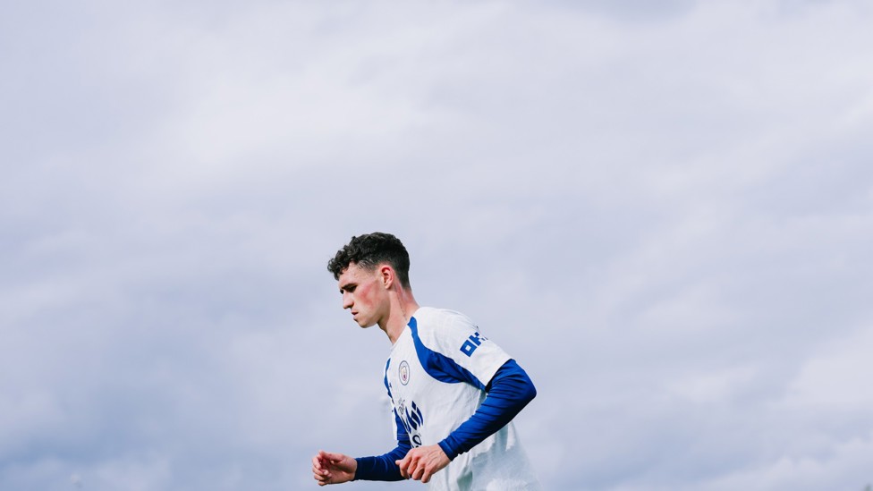 SKY'S THE LIMIT : Phil Foden works hard under the clouds
