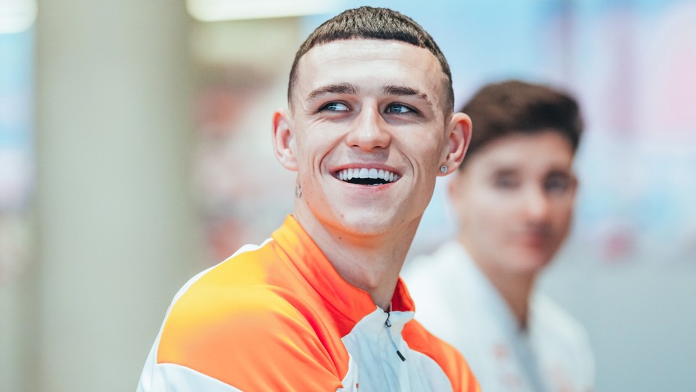 FAB FODEN : Our in-form midfielder is all-smiles as he puts in the work at the CFA