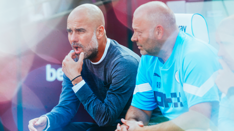 GAFFER: Guardiola in the dugout.