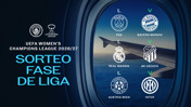Image features the UEFA Women's Champions League 2026/27 league phase draw for Manchester City with opponents: PSG, Real Madrid, Austria Wien, Bayern Munich, BK Häcken, and Inter.