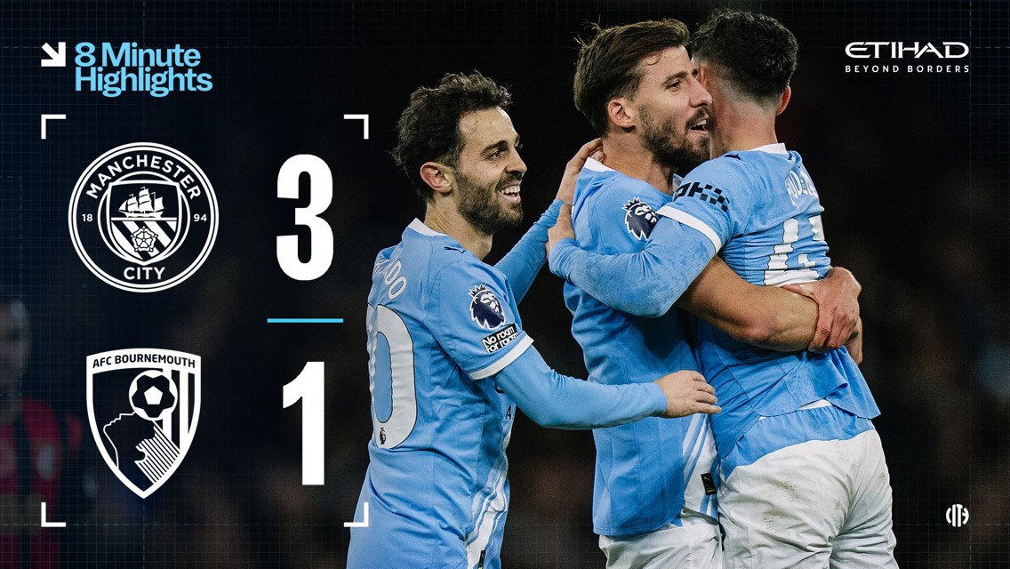 City 3-1 Bournemouth: Eight-minute highlights