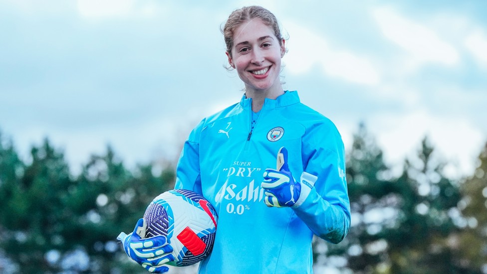 SMILING SANDY : Goalkeeper Sandy MacIver happy to be back at the CFA after her first appearance for Scotland.