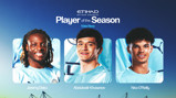 Three Manchester City players are featured for the Etihad Player of the Season vote: Jeremy Doku, Abdukodir Khusanov, and Nico O’Reilly.