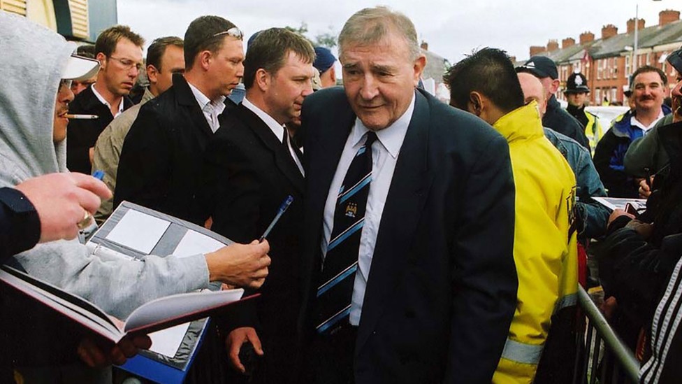 LEGEND: The late, great Malcolm Allison arrives at the ground ahead of the game