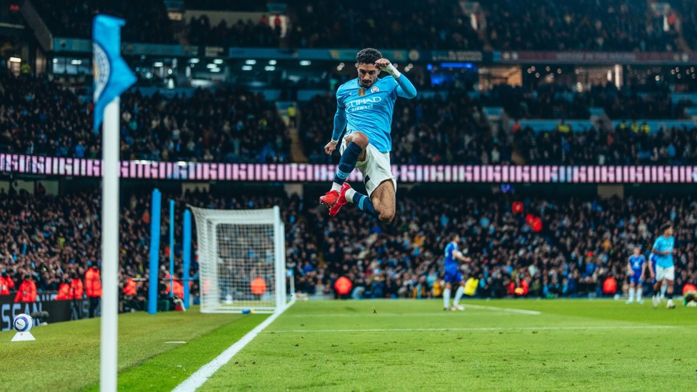 FLYING START : Marmoush celebrates against the Foxes