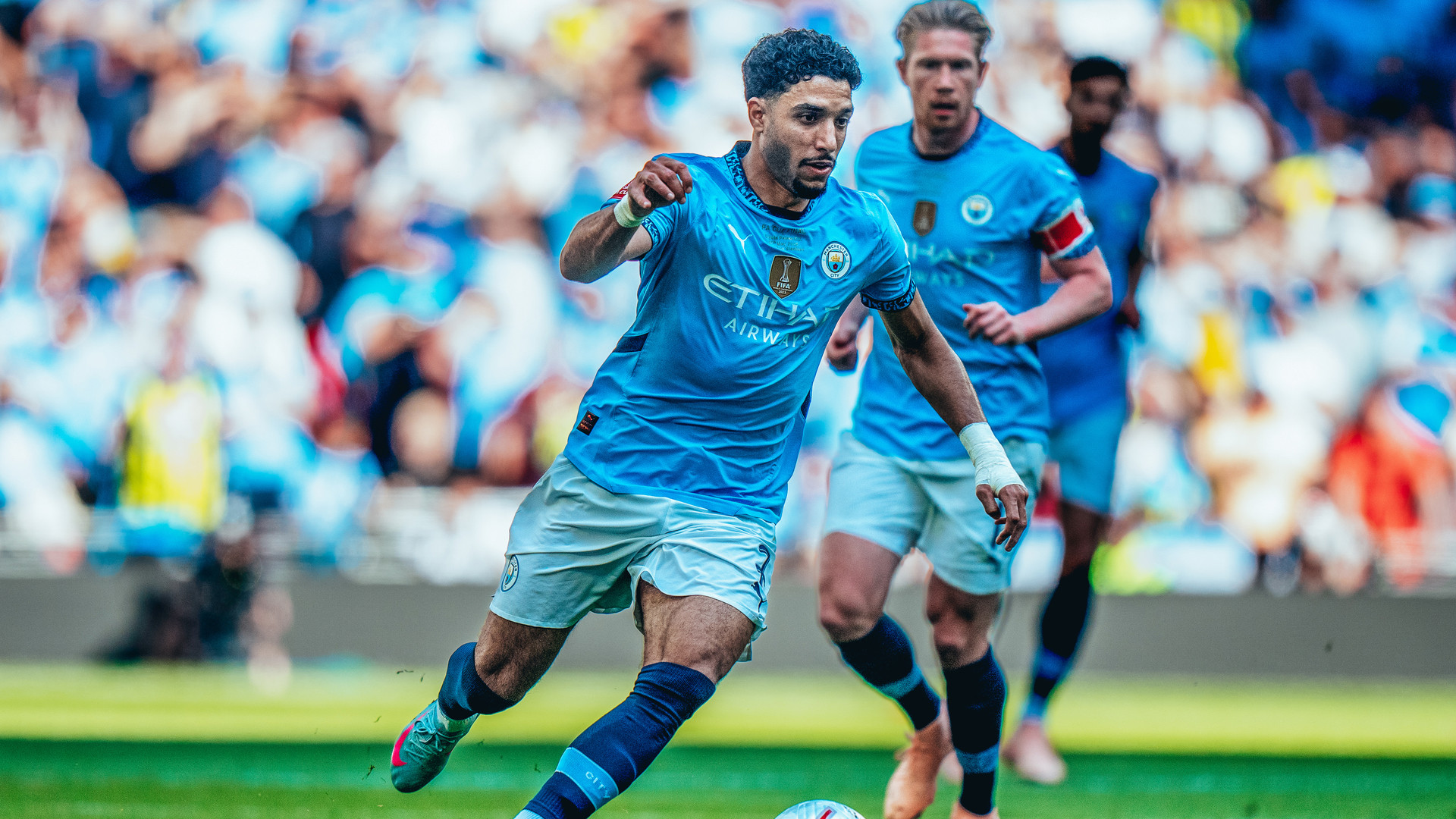 FRONT FOOT: Omar Marmoush looks to get City motoring.
