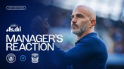 A manager claps on the sidelines with 'Manager's Reaction'. Logos of Manchester City and Coventry City are displayed. Date: Sat 5 Sep 2026. Sponsored by Asahi.