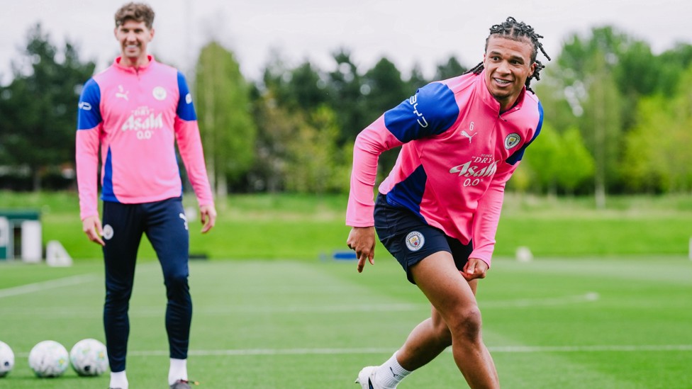 ALL SMILES: Nathan Ake and John Stones in good spirits