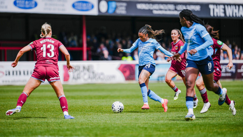 Openings : Kerolin looking to carve open the West Ham defence