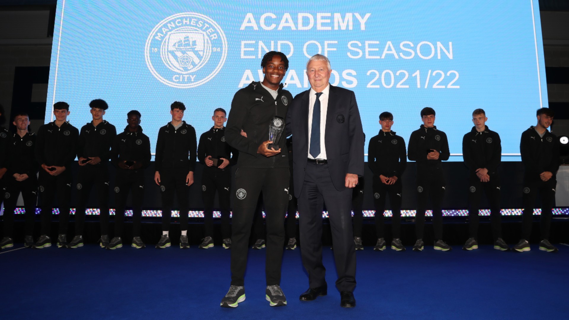 WING WIZARD: Adedire Mebude proudly poses with City legend Mike Summerbee
