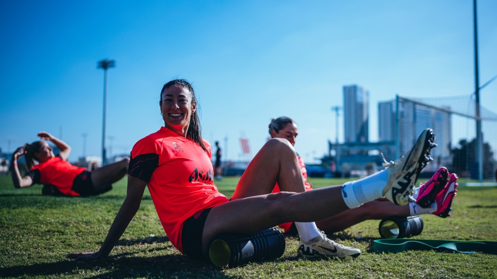 STRETCHING OUT : Leila Ouahabi cracks a smile